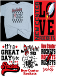 New Center Rockets Adult Gray LONG SLEEVE Tshirt CHOOSE GRAPHIC