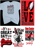 New Center Rockets YOUTH Gray Tshirt CHOOSE GRAPHIC