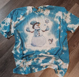 Snowman with Bird Sweatshirt or T-Shirt  BLEACHED