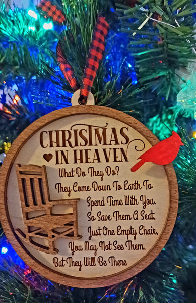 Christmas In Heaven Red Cardinal Wood Engraved Ornament