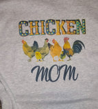 Chicken Mom T-Shirt short or long sleeve Gray
