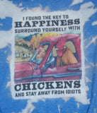 Chickens and Happiness Bleached T-shirt adult