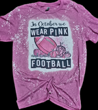 Breast Cancer Awareness Month and Football bleached Tshirt ADULT