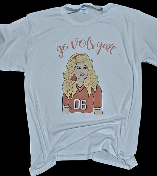 Dolly Go Vols tshirt gray, white or bleached orange 2 graphics to choose