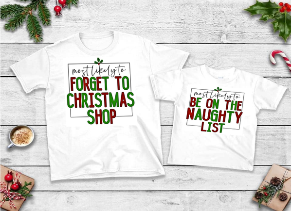 Family Christmas MOST LIKELY TO T-shirt YOU CHOOSE CHILD SIZES