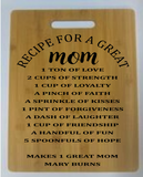 Cutting Board, Recipe For A Great Mom or other, 3 sizes