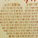 I Cross My Heart wood engraved lyrics, personalized