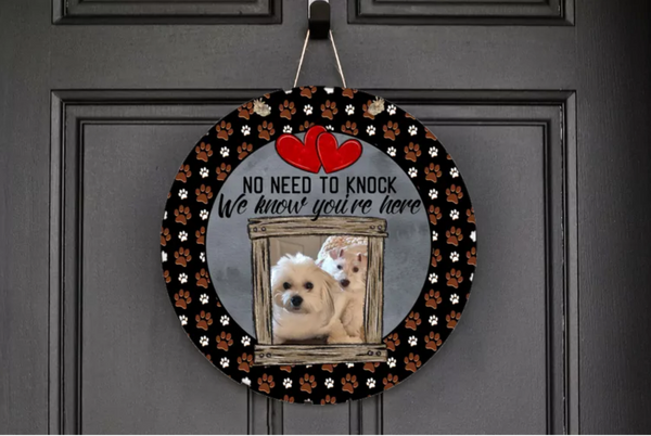 12 inch Metal Round Door Sign Pet Photo