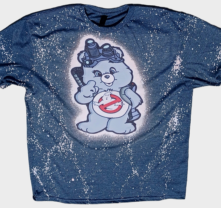 Care Bear Ghostbuster bleached T-shirt – Sevier Burns Laser Care Bear Ghostbuster bleached T-shirt – Sevier Burns Laser