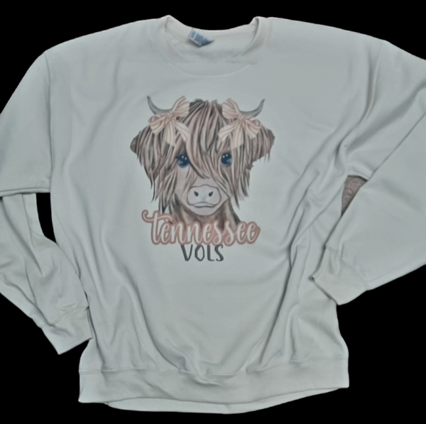Tn Vols Highland Cow Tan Sweatshirt or Tshirt
