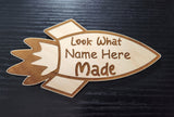 ROCKET Personalized wood engraved display magnet  Child Art