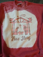 True Story Sweatshirt or T-Shirt Christmas Manger Buffalo Plaid BLEACHED