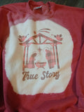 True Story Sweatshirt or T-Shirt Christmas Manger Buffalo Plaid BLEACHED