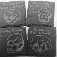 Set of 4 Golden Girl Theme Slate Coasters