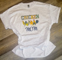 Chicken Mom T-Shirt short or long sleeve Gray