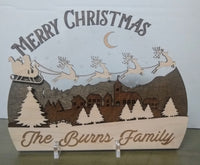 Personalized Wood Engraved and layered Merry Christmas Decor