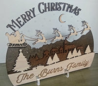 Personalized Wood Engraved and layered Merry Christmas Decor