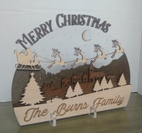 Personalized Wood Engraved and layered Merry Christmas Decor