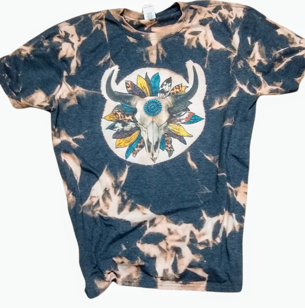 Sunflower Bull Skull Bleached T-Shirt