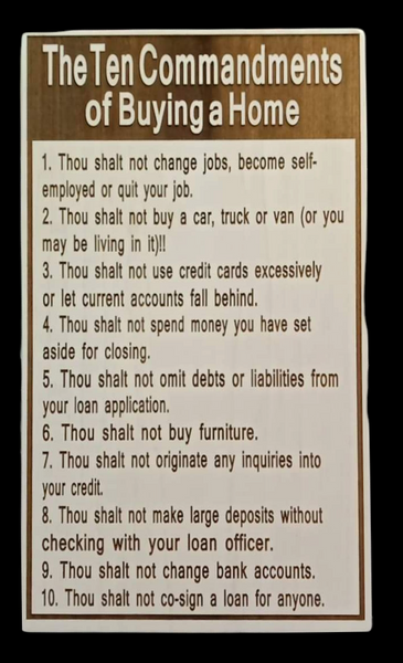 10 Commandments of Buying a Home Wood Engraved sign Realtor Gift