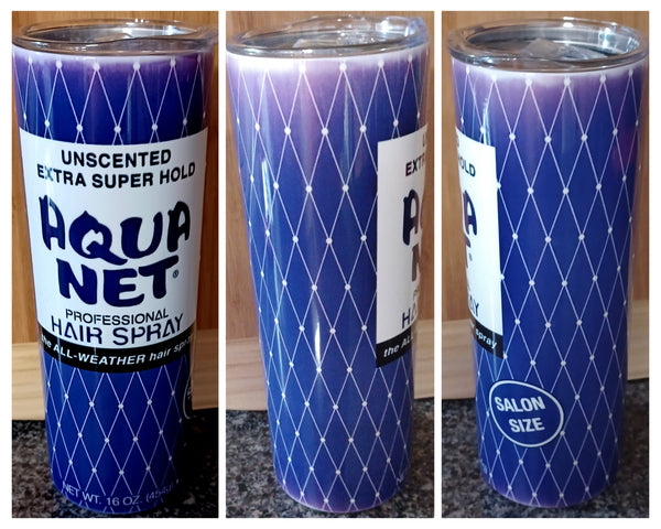 Aqua Net HAIRSPRAY 20 ounce skinny tumbler CHOOSE STYLE & Color – Sevier  Burns Laser Engraving