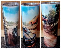 The Bandit Verses the General Lee 20 ounce skinny tumbler CHOOSE STYLE