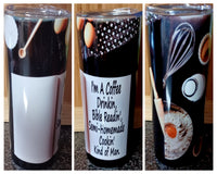 Personalized Cook Book Cooking 20 ounce skinny tumbler CHOOSE STYLE