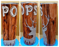 Wood Grain Deer YOU PERSONALIZE 20 ounce skinny tumbler CHOOSE STYLE